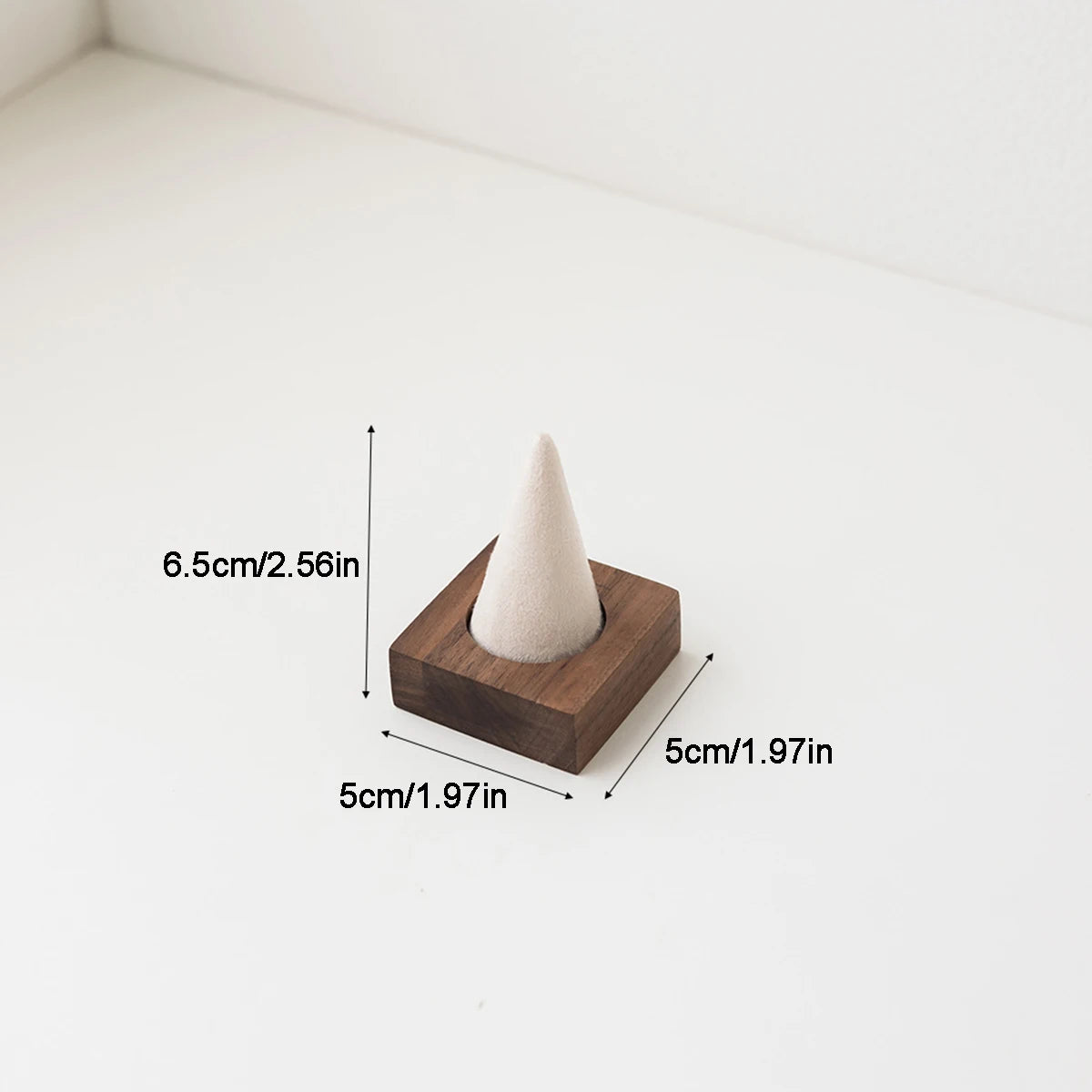 Présentoir Bois Noyer Bagues Boucles d'Oreilles Velours