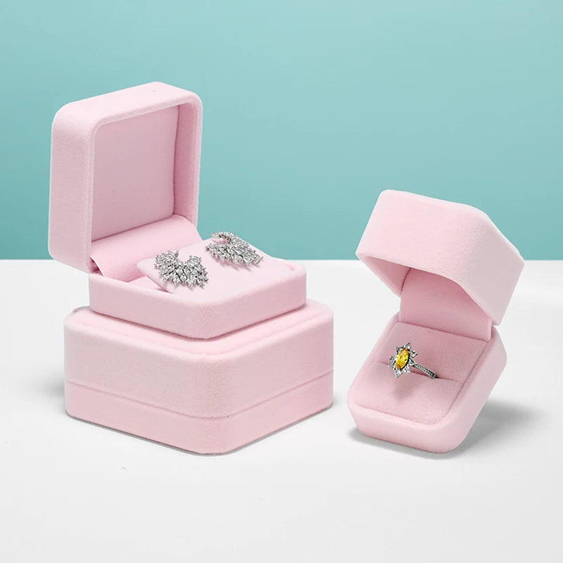 Boite Bijoux Velours Rose Mariage Mallette