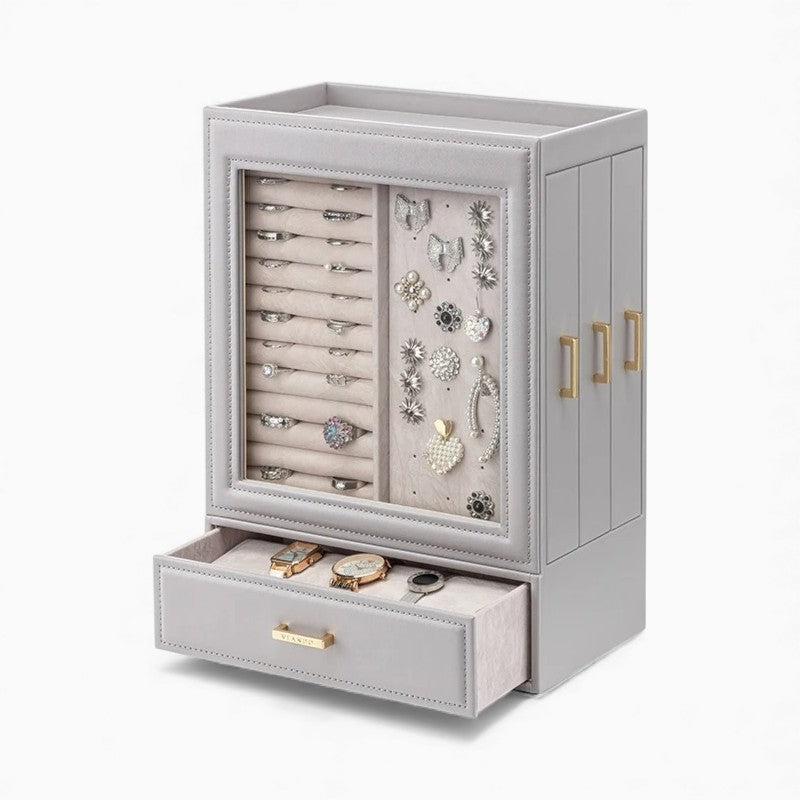 Boîte Bijoux Cuir Rose Verre Trempé