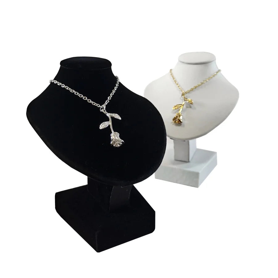 Présentoir Collier Buste Velours Plat Compact