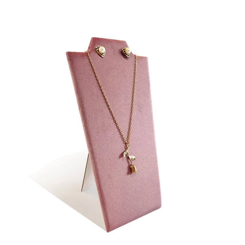 Présentoir Collier Velours Plat Rose Tendre