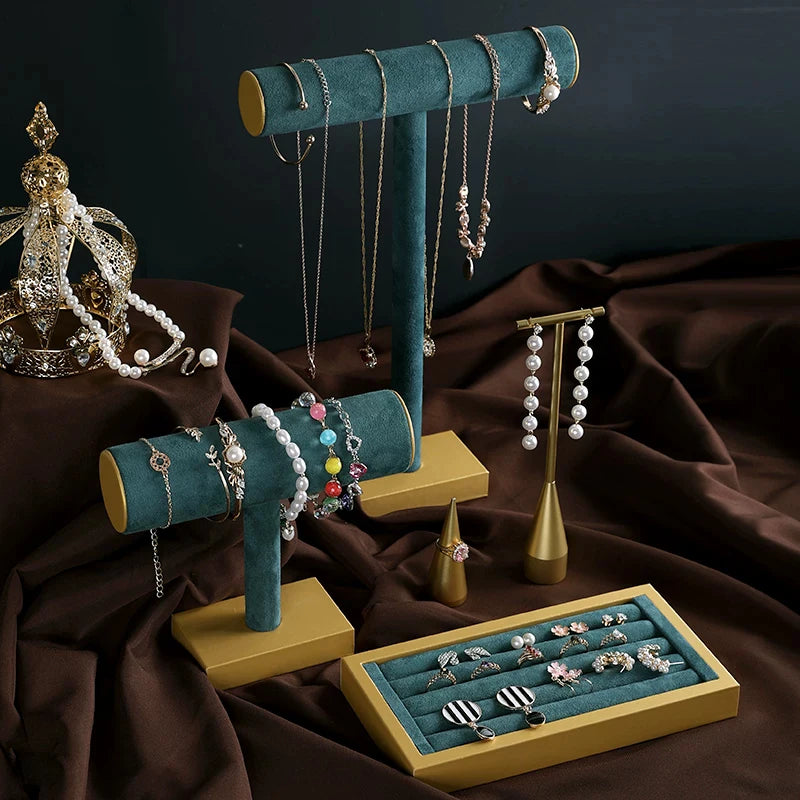 Présentoir Bijoux Métal Vert Doré Modulaire