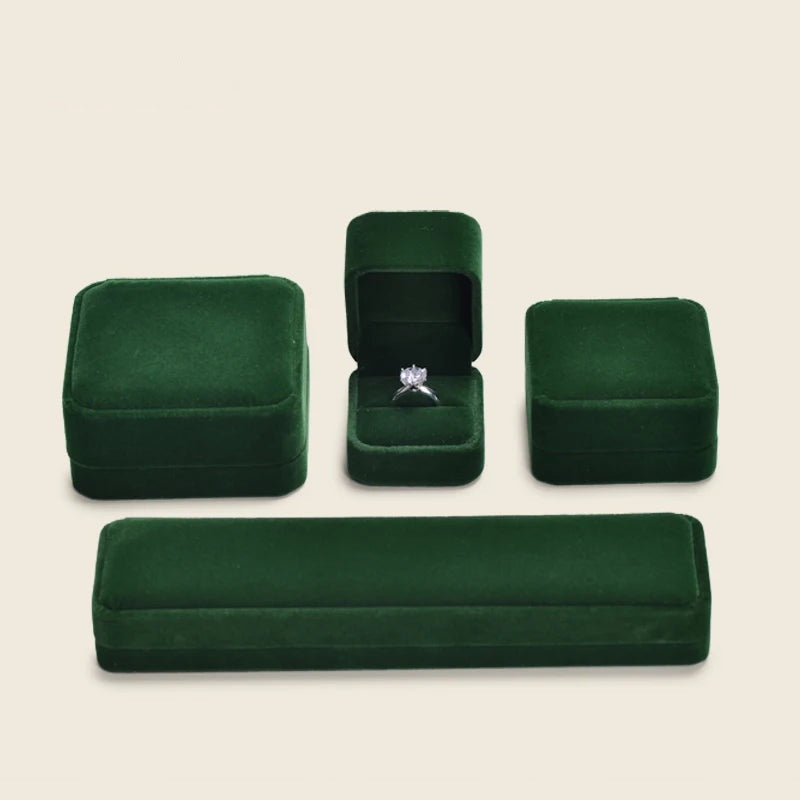 Boîte Bijoux Velours Vert Pierre Précieuse