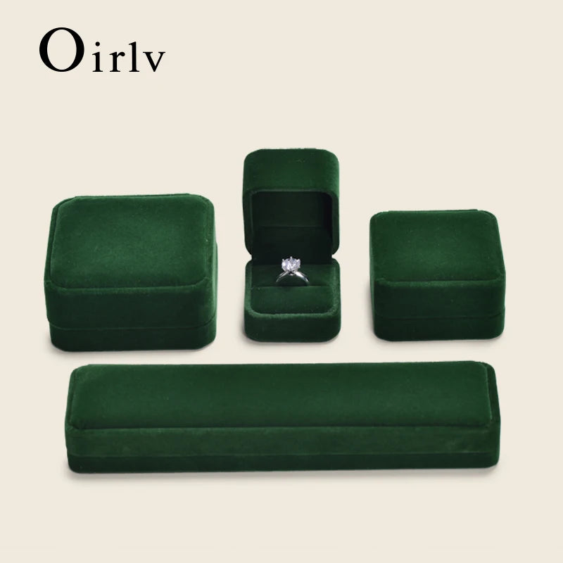 Boîte Bijoux Velours Vert Pierre Précieuse