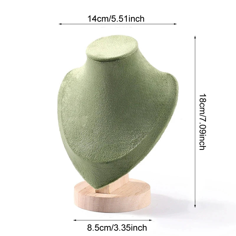 Présentoir Collier Velours Vert Bois
