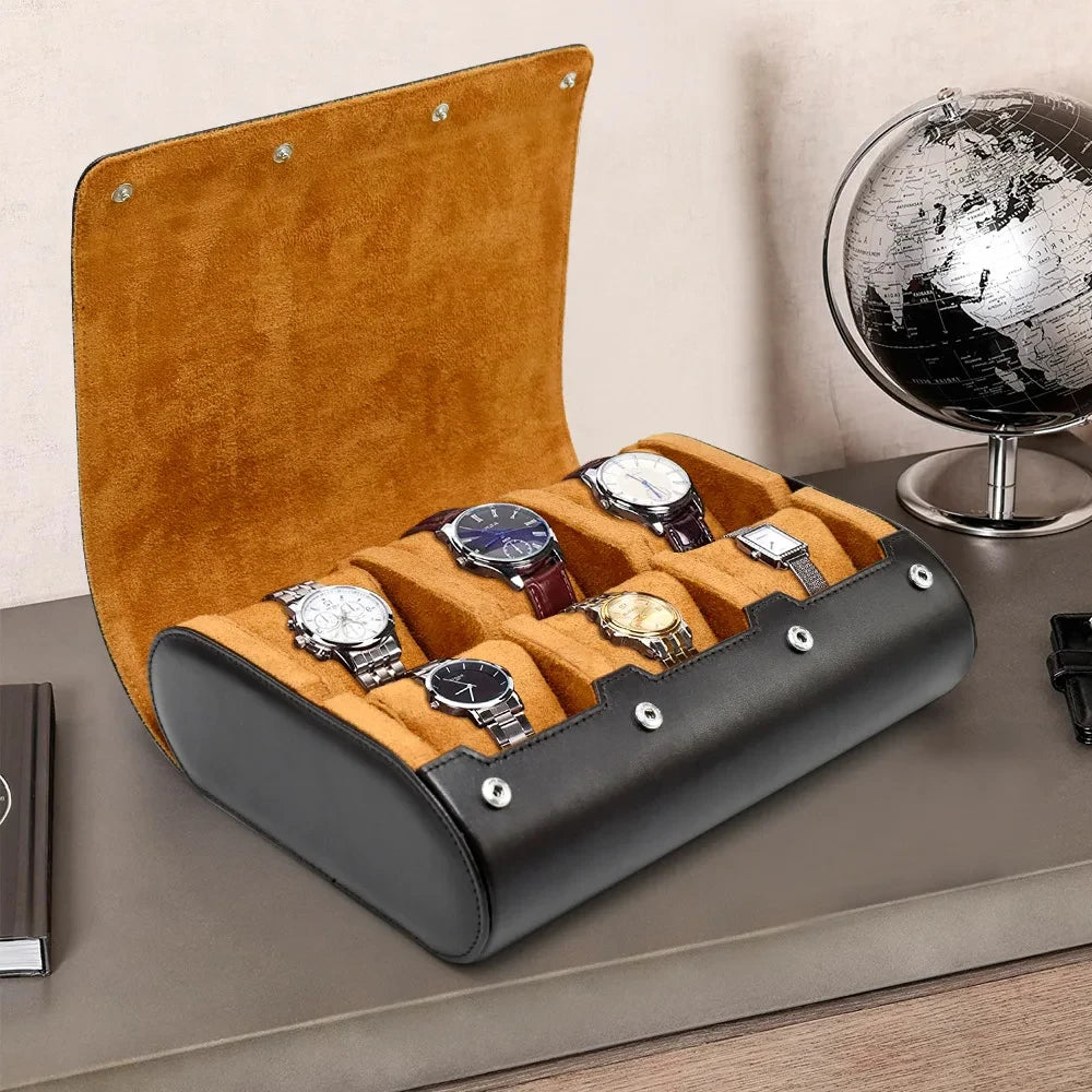 Étui Montre Cuir Voyage Rouleau 6 Emplacements