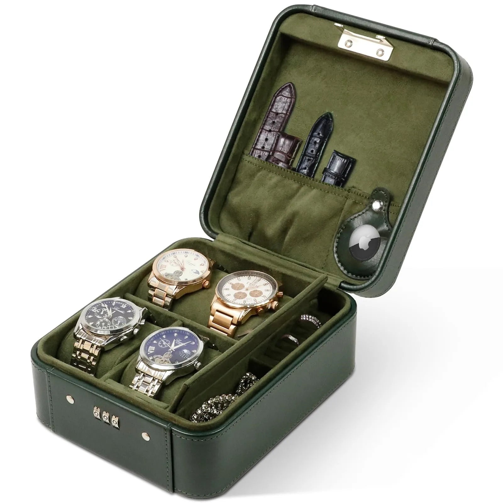 Boîte Montre Cuir Velours 4 Emplacements Voyage