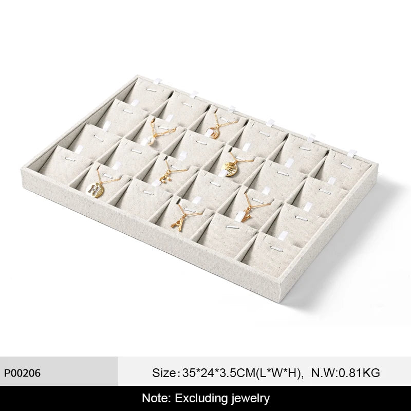 Plateau Bijoux Coton Lin Empilable Vitrine