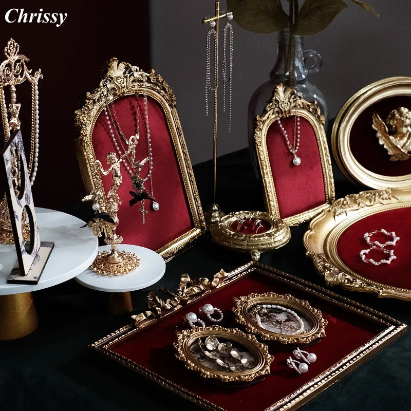Présentoir Bijoux Cadre Velours Rouge Luxe