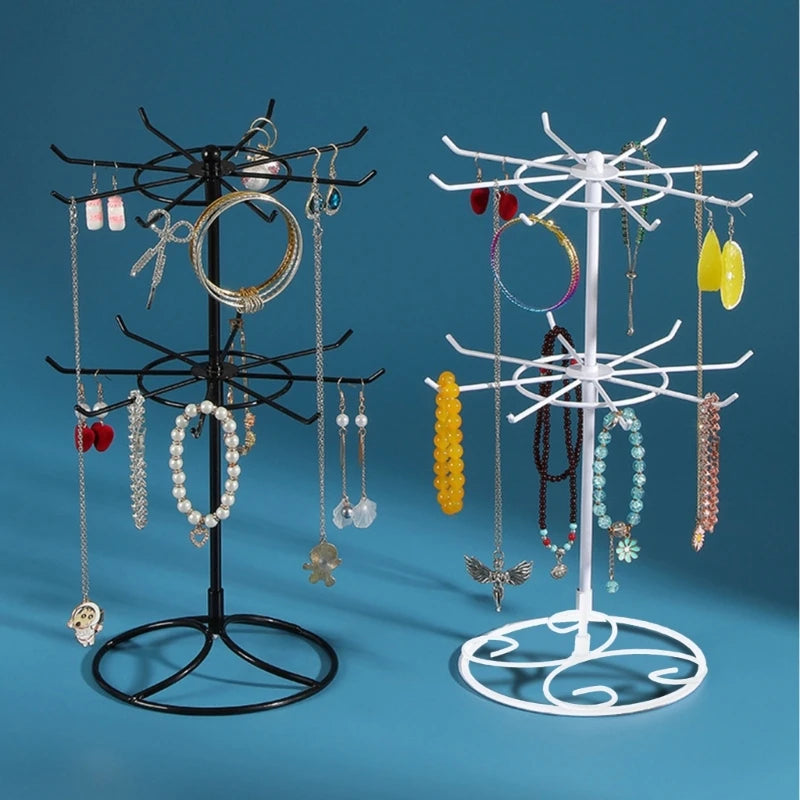 Présentoir Collier Métal Tour Rotatif 2 Étages