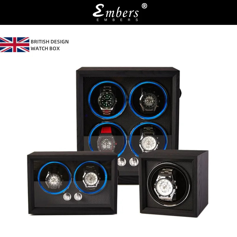 Coffre Fort Montre Bois Rotatif Remontoir LED