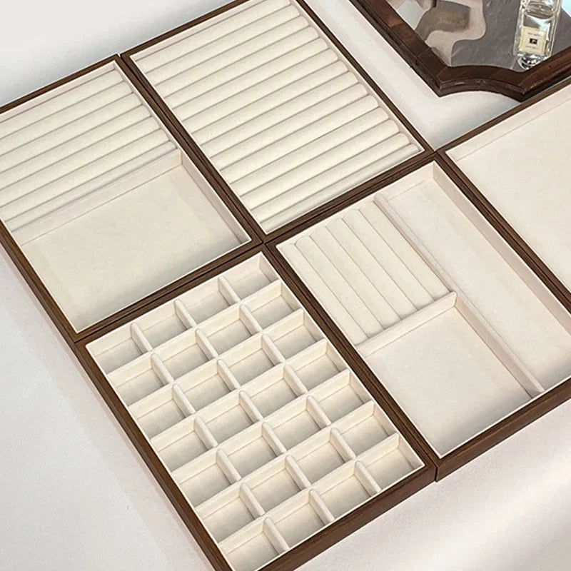 Plateau Bijoux Bois Noyer Multigrilles