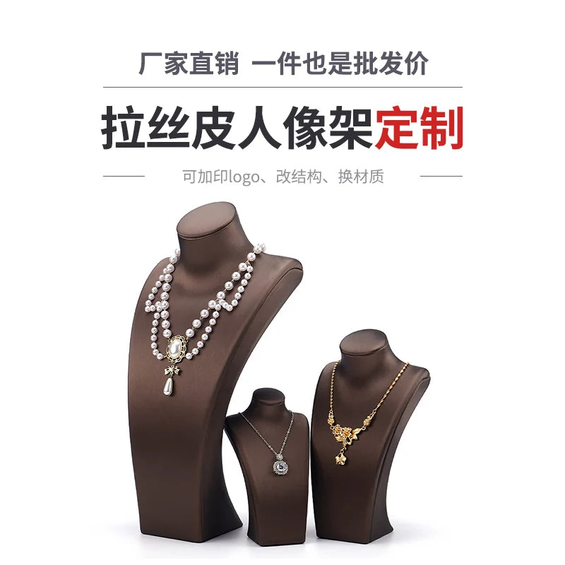 Présentoir Collier Simili Cuir Buste Rotatif