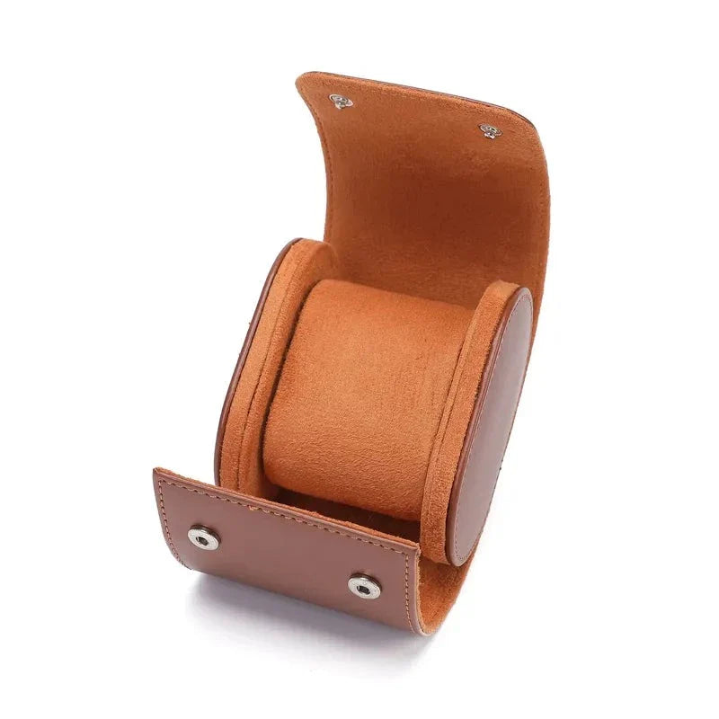 Etui Montre Cuir Lisse Noir Marron Voyage