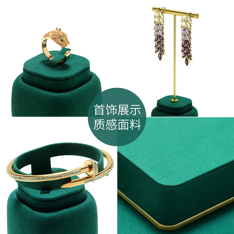 Présentoir Bijoux Velours Vert Premium Vitrine