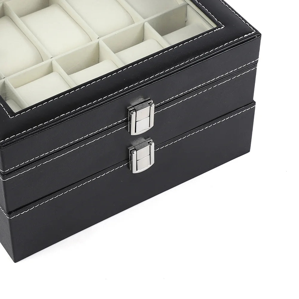 Boîte Rangement Montre Cuir Multi-Emplacements