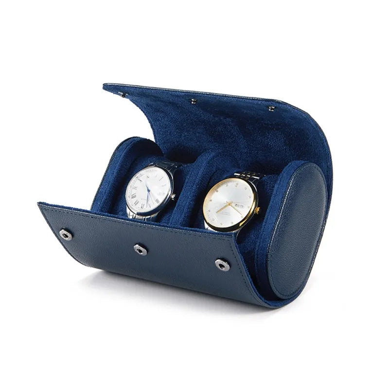 Etui Montre Cuir Bleu Voyage Homme