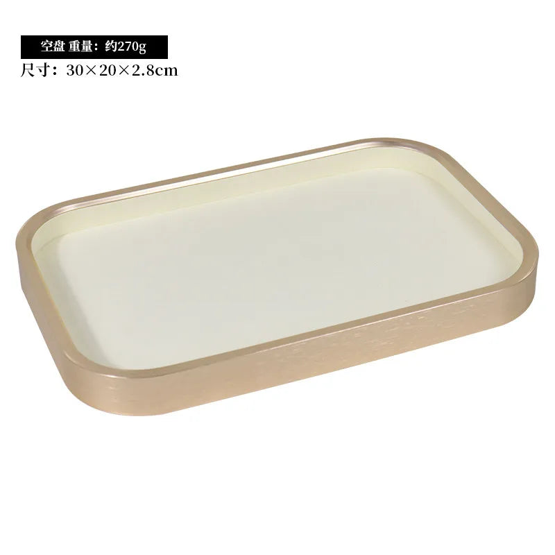 Plateau Bijoux Velours Beige Métal Doré