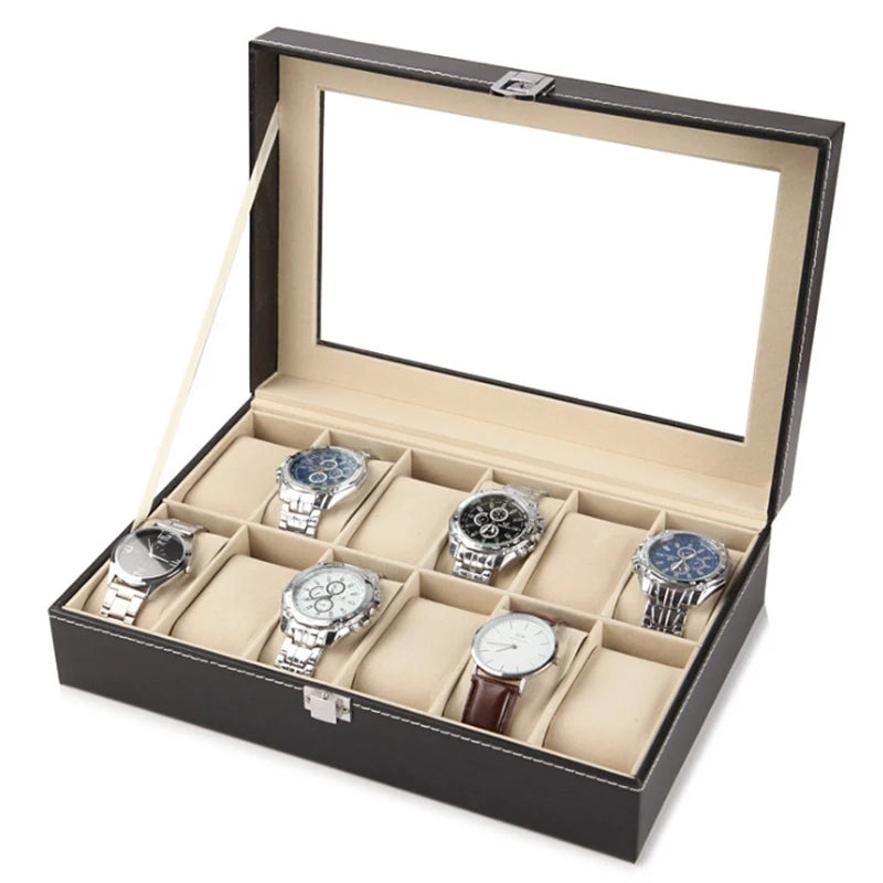 Boîte Rangement Montre Cuir Multi-Emplacements