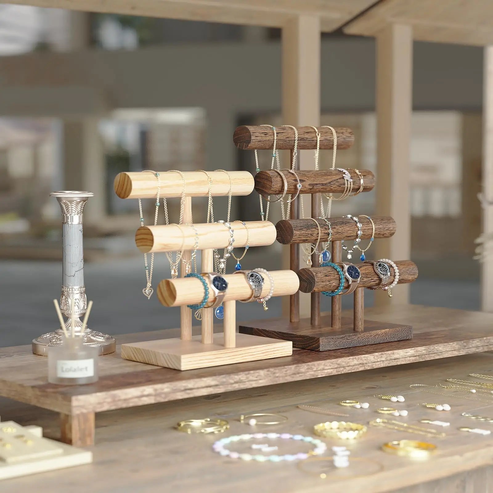 Présentoir bracelet bois 3 niveaux