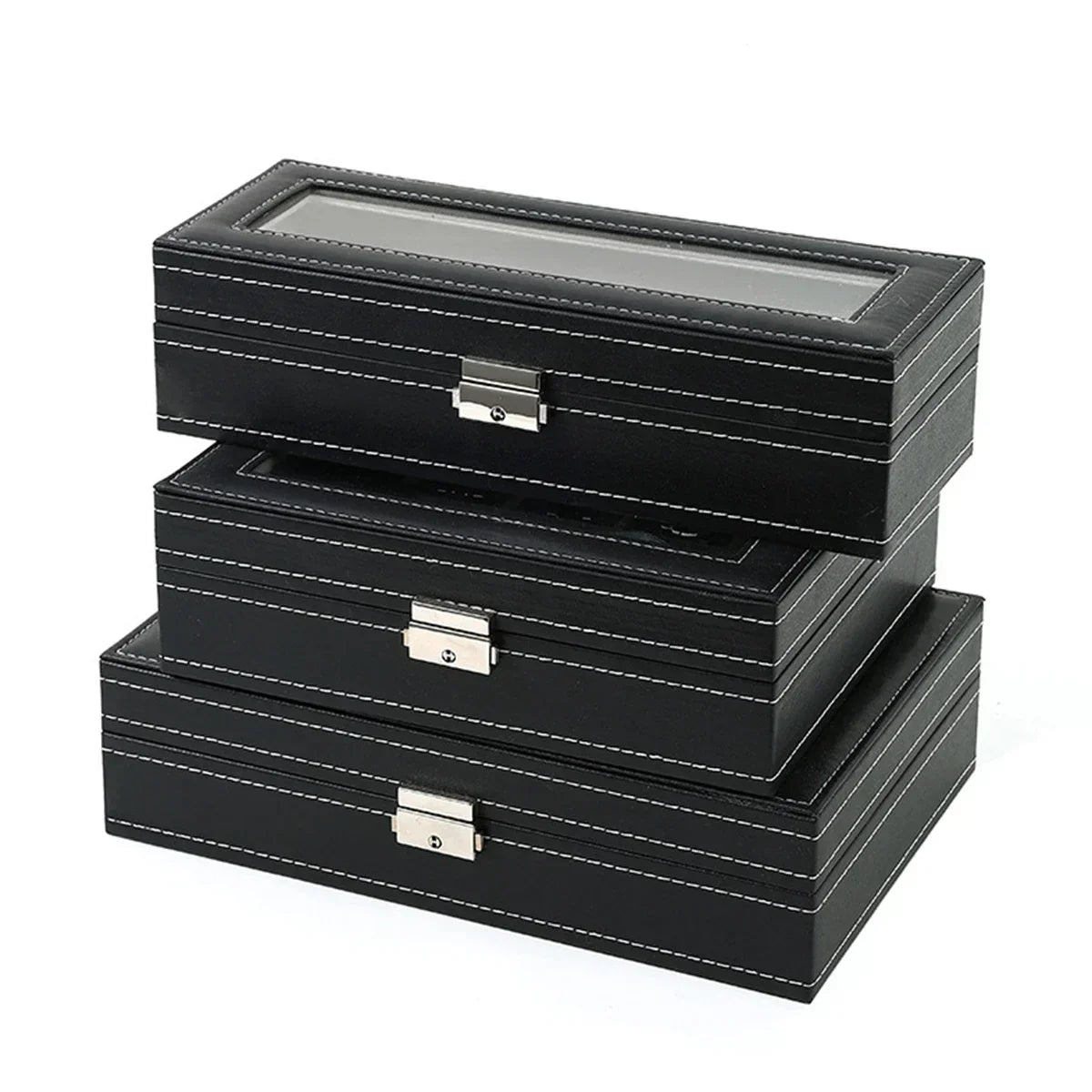 Coffret Montres Cuir Vitrine Verre 12 Emplacements