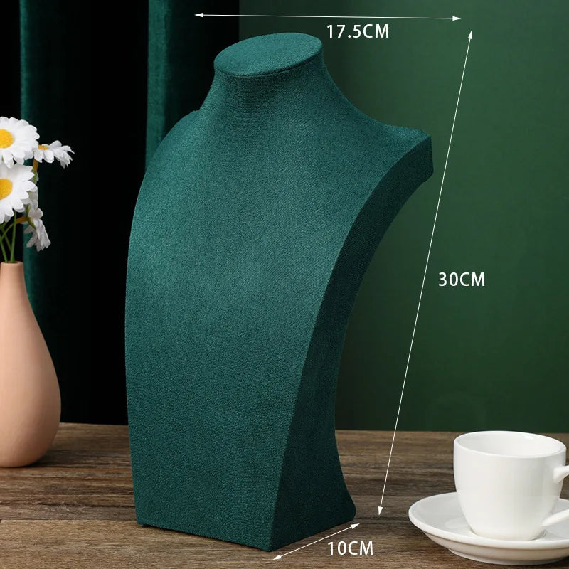 Présentoir Collier Buste Velours Vert Émeraude