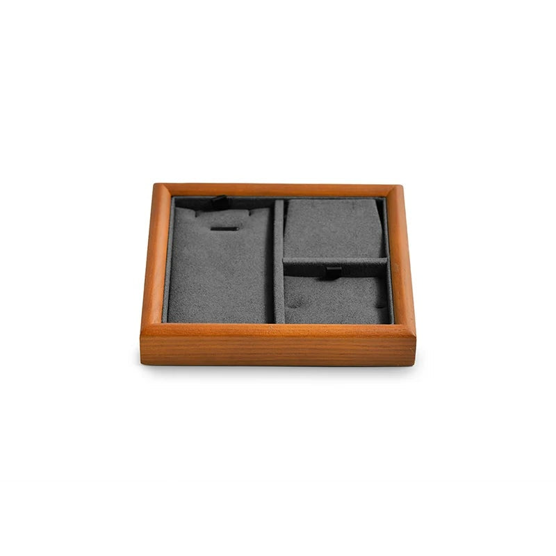 Plateau Bijoux Bois Massif Tiroir Rangement – modèle Plateau Parure Gris