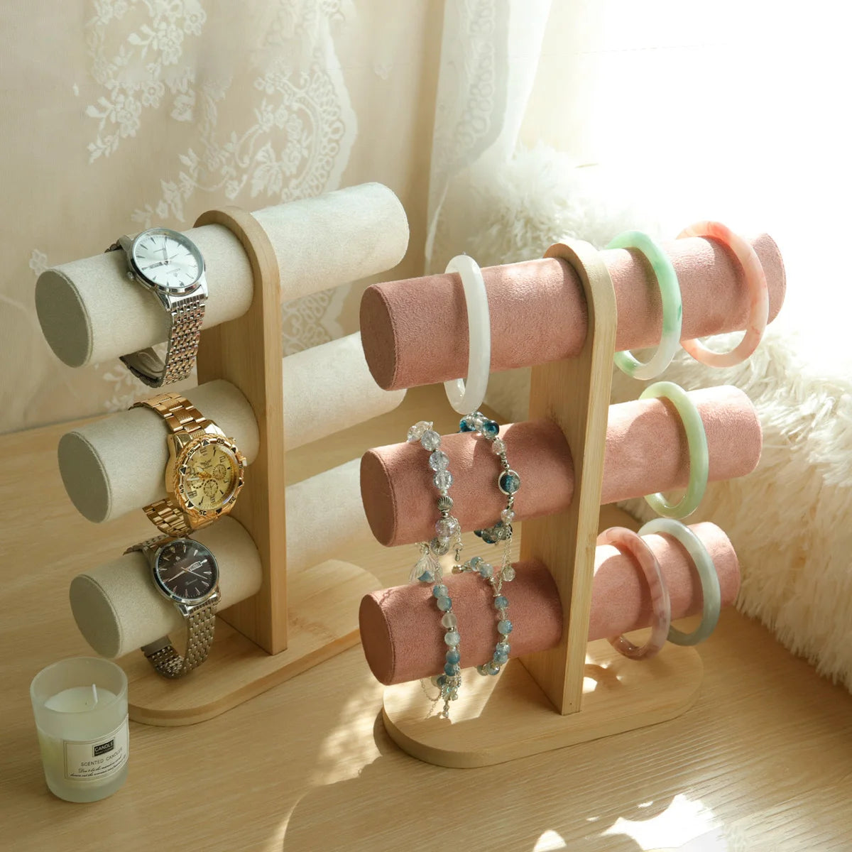 Présentoir Bracelet Montre Bois 3 Étages