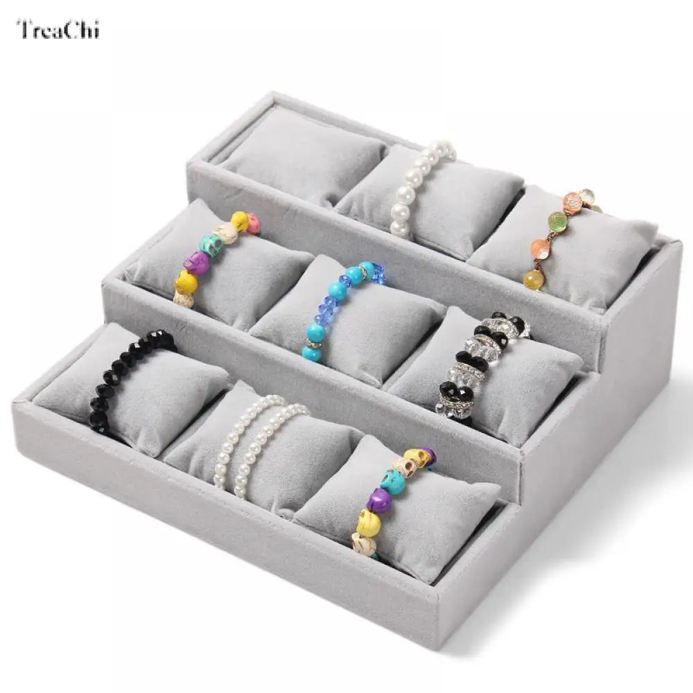 Présentoir Velours 3 Niveaux Bracelet Collier Montre