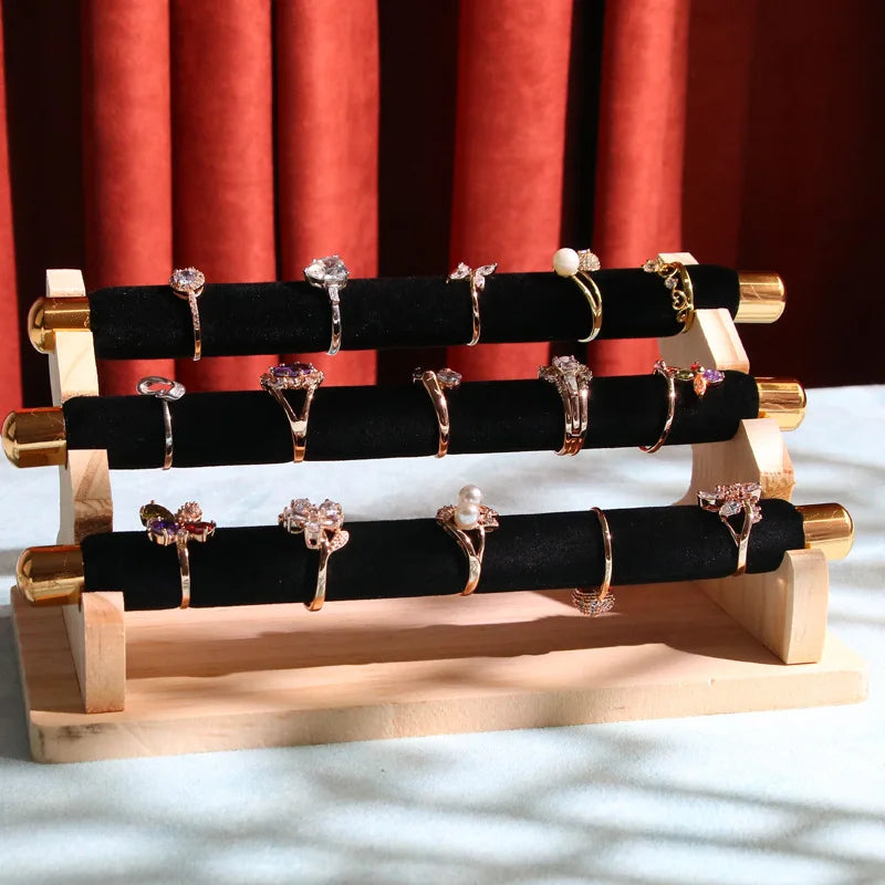Presentoir Bague Velours 3 Niveaux Detachable Vitrine