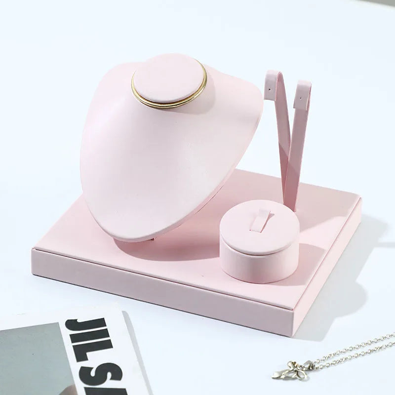 Présentoir Bijoux Cuir Bois Comptoir
