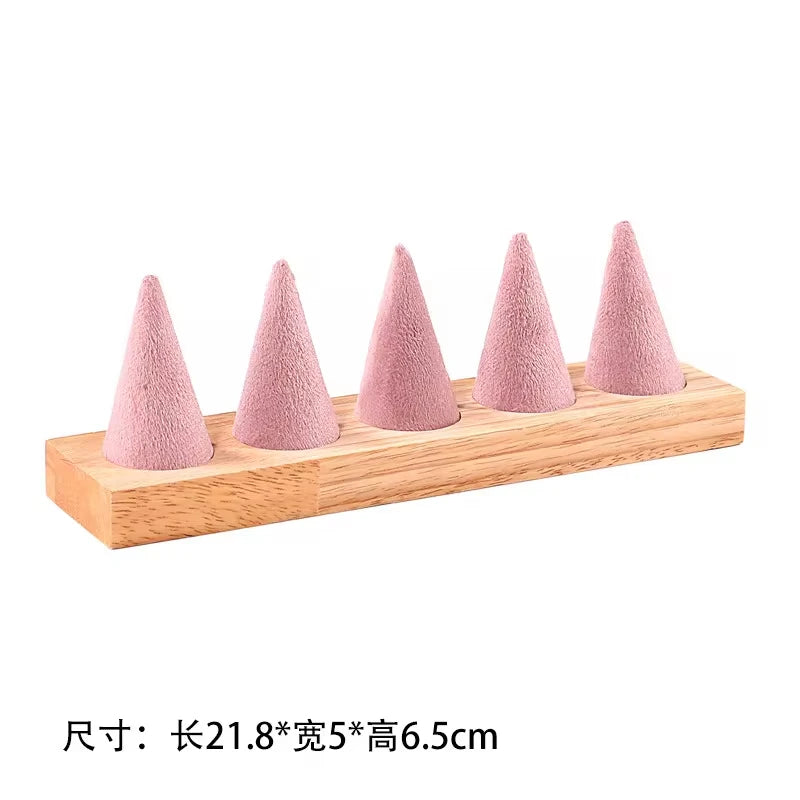 Présentoir Bijoux Velours Rose Bois Multifonction