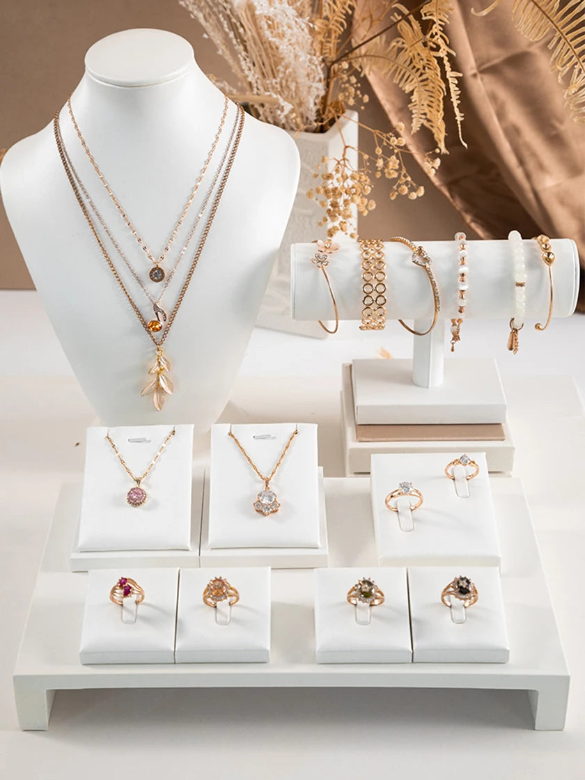 Présentoir Bijoux Cuir Blanc Multifonction