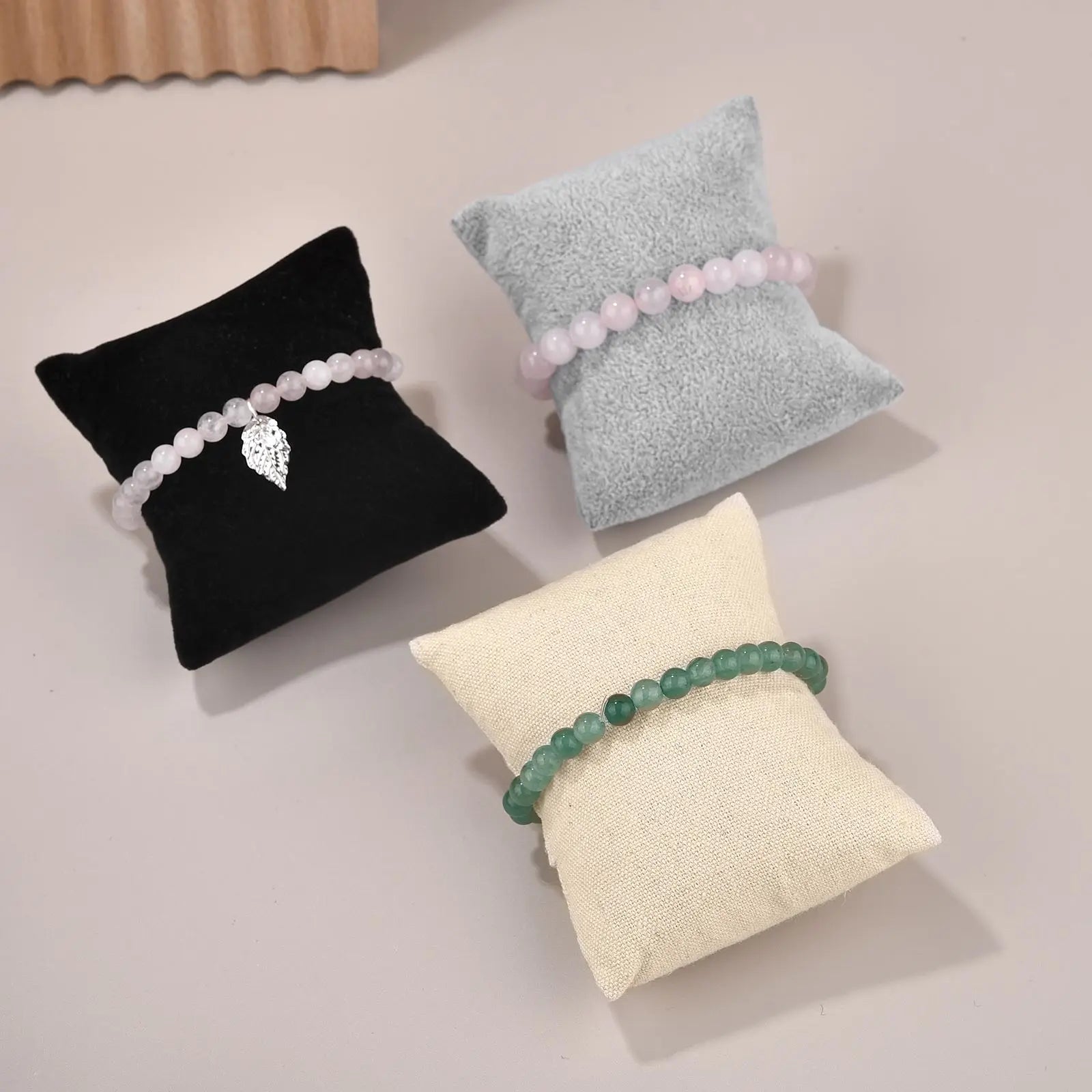 Coussin Velours Lin Montre Bracelet Présentoir