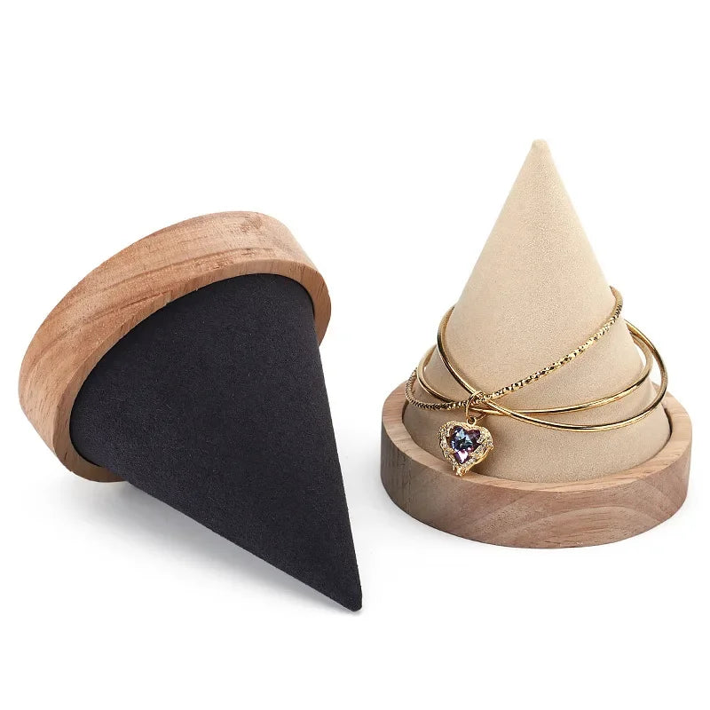 Présentoir Bois Cône Bracelet Bague Collier