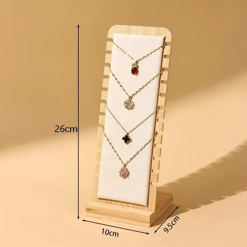 Présentoir Collier Bois Simili Cuir Plat