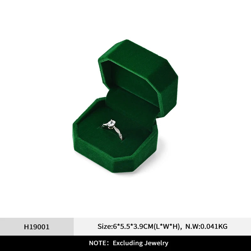 Boîte Bague Velours Vert Pierres Précieuses