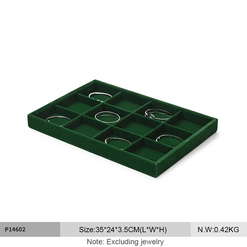 Plateau Bijoux Velours Vert Multi-Configurations
