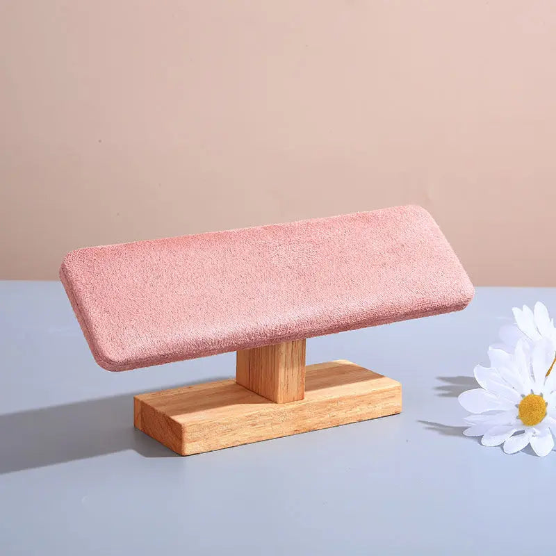 Présentoir Bijoux Velours Rose Bois Multifonction