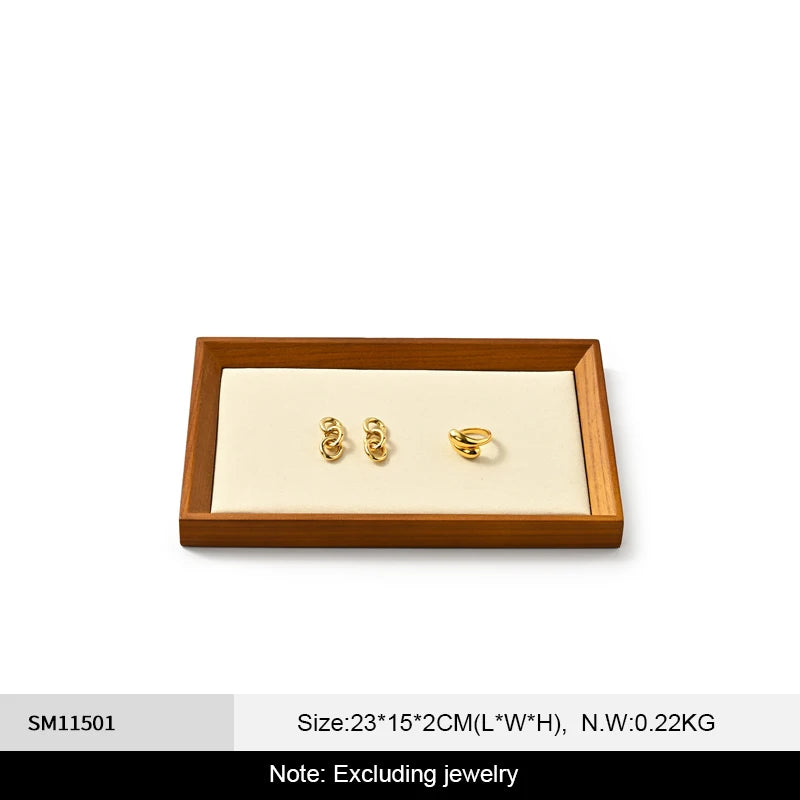 Plateau Bijoux Bois Anneaux Compartiments