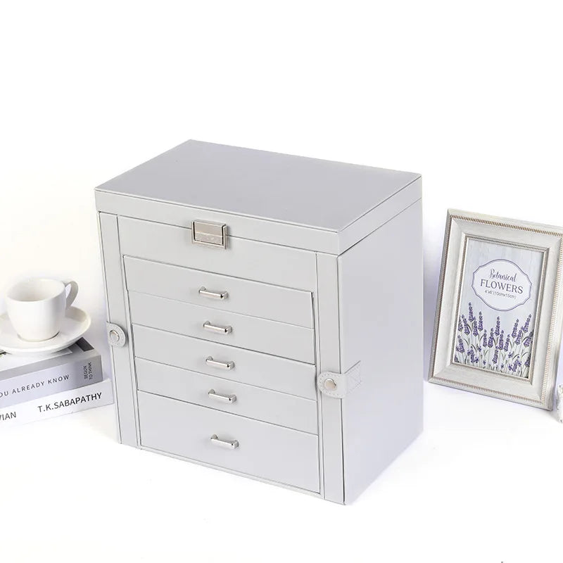 Armoire Bijoux Velours Grande Capacité 6 Niveaux