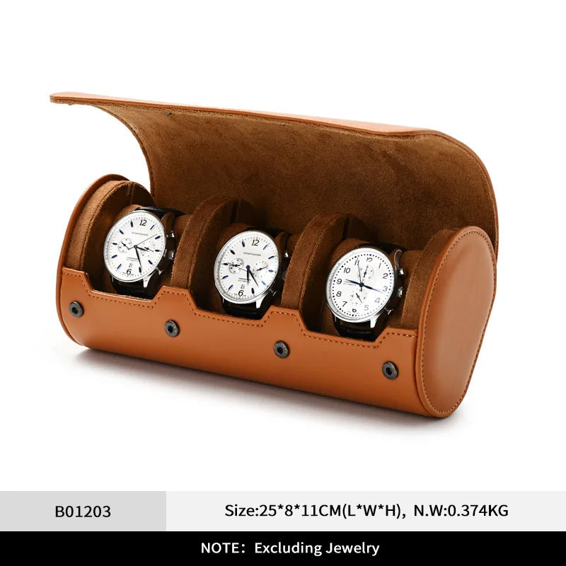 Étui Montre Cuir Voyage Rouleau Coussin