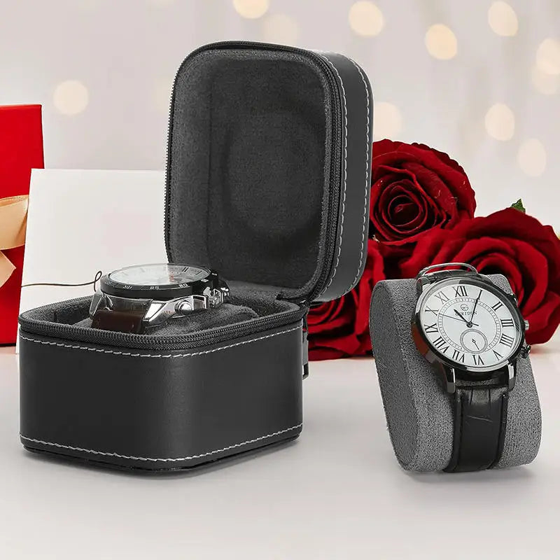 Boite Montre Cuir Voyage Compact 10x8cm