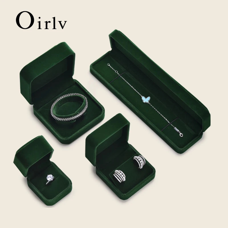 Boîte Bijoux Velours Vert Pierre Précieuse