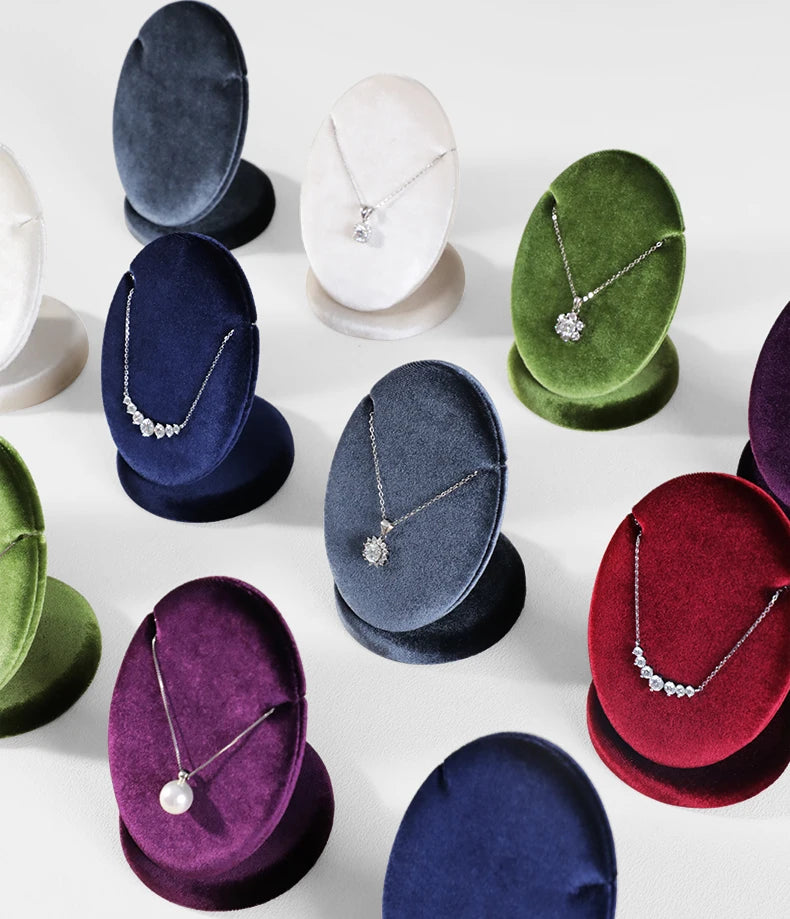 Présentoir Collier Velours Ovale Multicolore