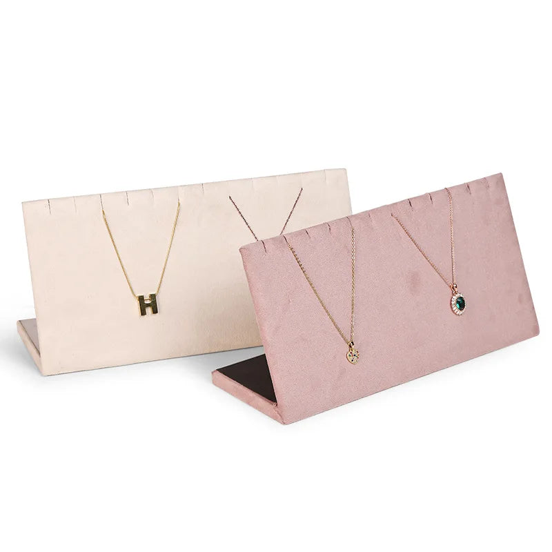 Présentoir Collier Velours Noir Beige Rose