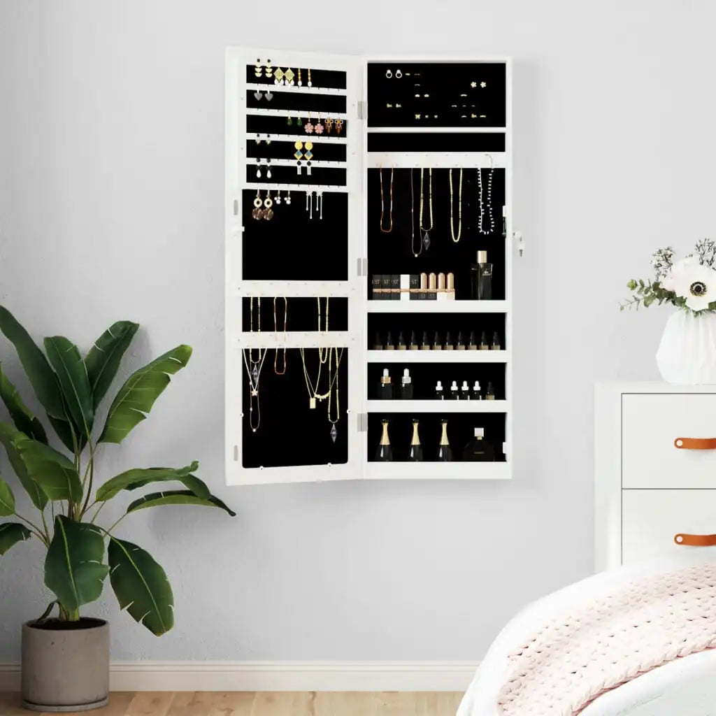 Boîte Bijoux Bois Murale Blanche Sécurisée Premium