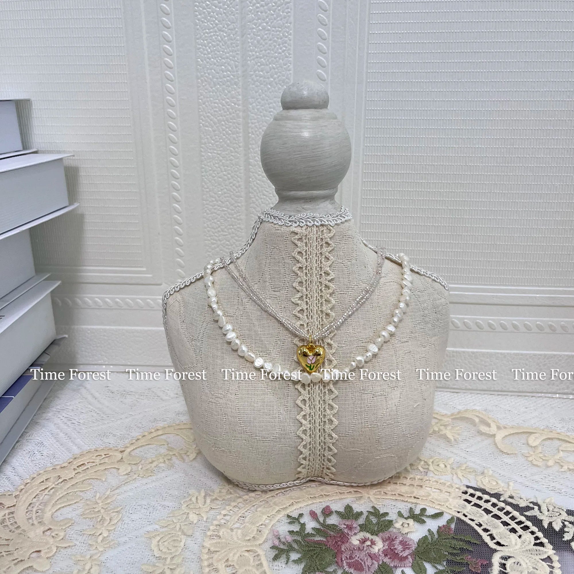 Buste Collier Mannequin Gris Vitrine Boutique