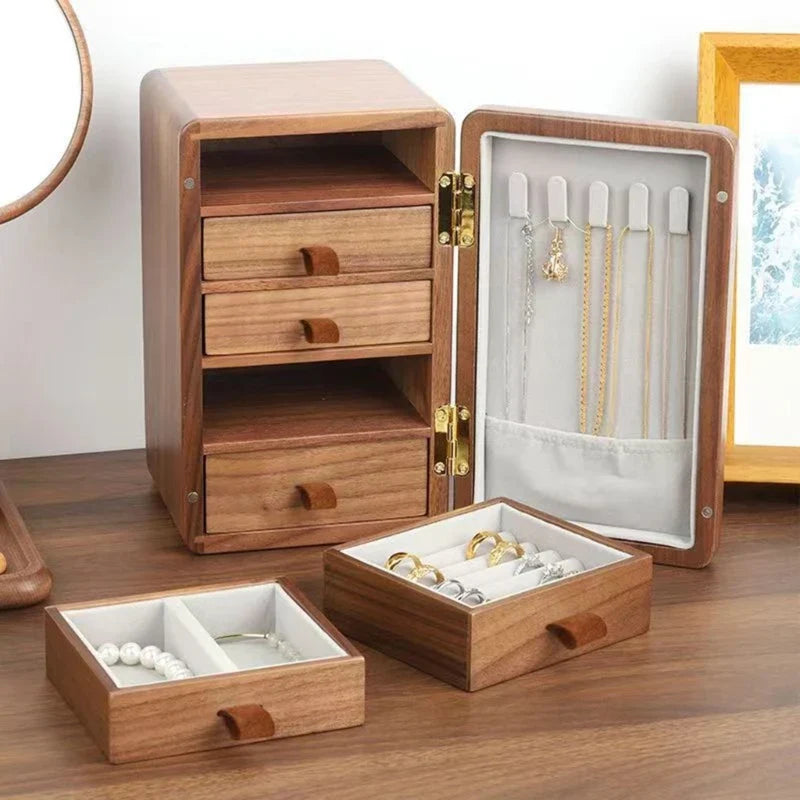 Boîte à Bijoux Bois Noyer 5 Tiroirs