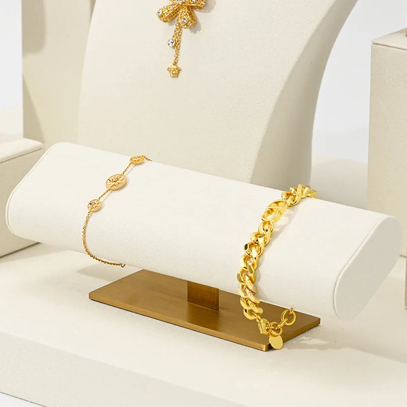 Présentoir Bijoux Daim Beige Vitrine Multifonction